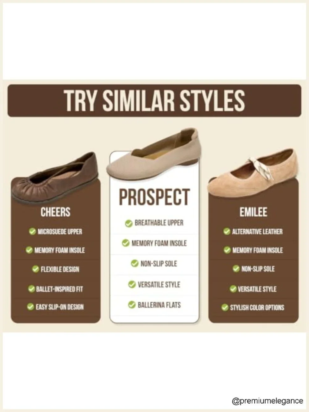 Memory Foam Ballet Flats for Women - Non Slip Lightweight Comfort Shoes